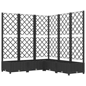 vidaXL Sodo lovelis su treliažu, juodos spalvos, 120x120x121,5cm, PP