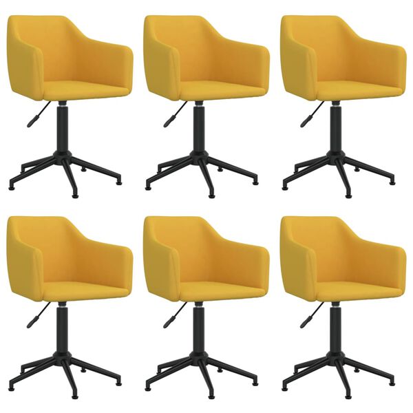 vidaXL Pasukamos valgomojo kėdės, 6vnt., geltonos spalvos, aksomas