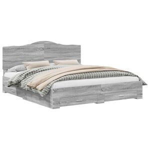 vidaXL Lovos rėmas Pilkas Sonoma 200 x 200 cm Apdirbta mediena