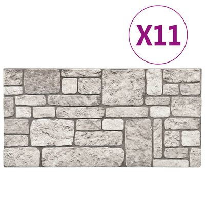 vidaXL Sienos plokštės, 11vnt., EPS, pilkų plytų dizaino, 3D