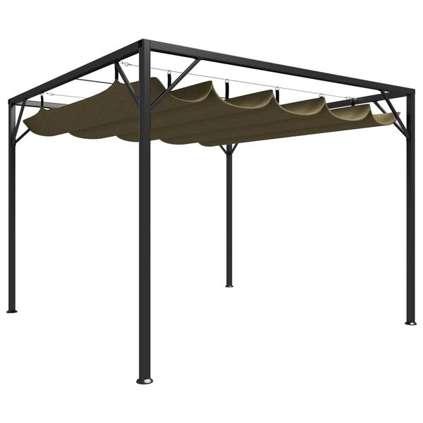 vidaXL Sodo pavėsinė su įtraukiamu stogu, taupe spalvos, 3x3m, 180g/m²