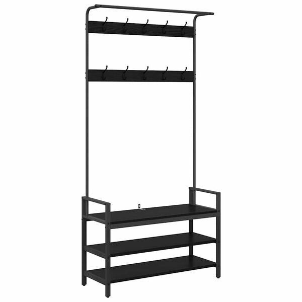 vidaXL Paltas Juodas ąžuolas 95 x 34 x 184 cm Apdirbta mediena