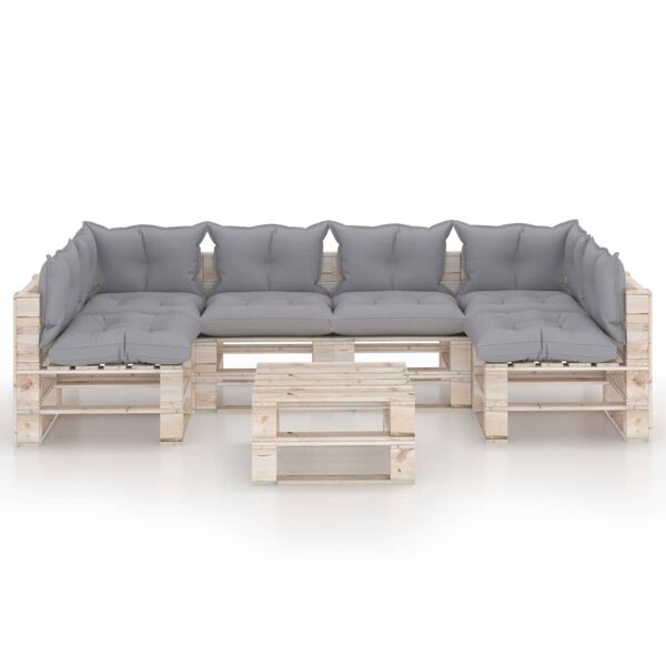 vidaXL Sodo komplektas i&scaron; palečių su pagalvėlėmis, 7 dalių, pu&scaron;is