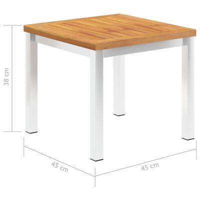 vidaXL Šoninis sodo staliukas, 45x45x38cm, akacijos masyvas ir plienas