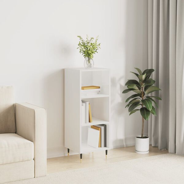 vidaXL Šoninė spintelė, balta, 34,5x32,5x90cm, mediena, blizgi