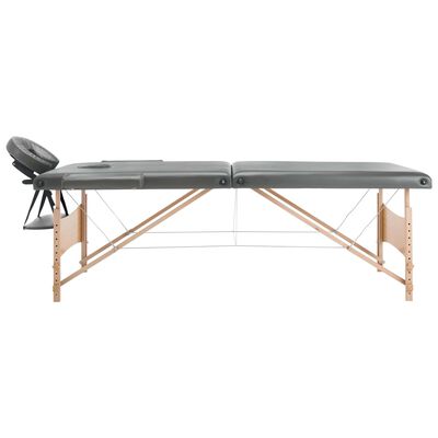 vidaXL Masažinis stalas, 2 zonų, antracito sp., 186x68cm, med. rėmas