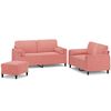 vidaXL Sofos komplektas su pagalvėmis, 3 dalių, rožinis, aksomas