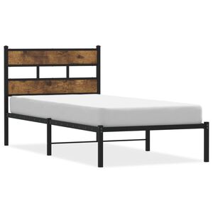 vidaXL Lovos rėmas be čiužinio, dūminio ąžuolo, 75x190cm, metalas