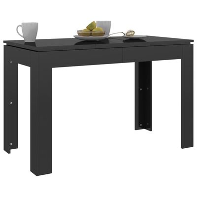 vidaXL Valgomojo stalas, juodas, 120x60x76cm, MDP, ypač blizgus