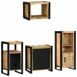 vidaXL Vonios baldų rinkinys su lentyna 4 pcs Ruda Kietas mango medis