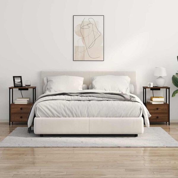 vidaXL &Scaron;alia lovos spintelė su stalčių Rudas ąžuolas 40 x 31 x 60 cm