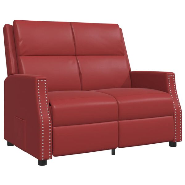 vidaXL Dvivietis atlo&scaron;iamas krėslas, raudonojo vyno, dirbtinė oda