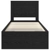 vidaXL Lovos rėmas su stalčių Juoda 90 x 190 cm Kietos pušies mediena