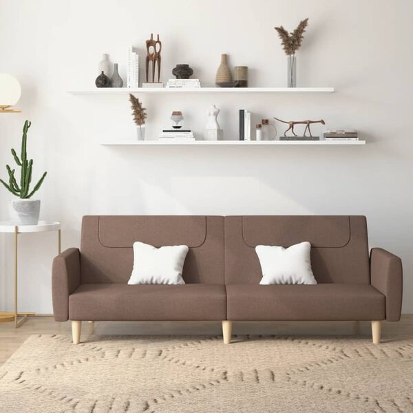 vidaXL Dvivietė sofa-lova, taupe spalvos, audinys