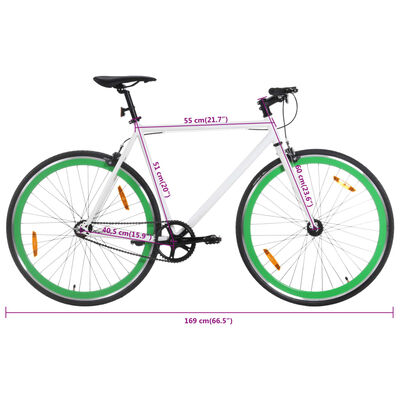 vidaXL Fiksuotos pavaros dviratis, baltas ir žalias, 700c, 51cm