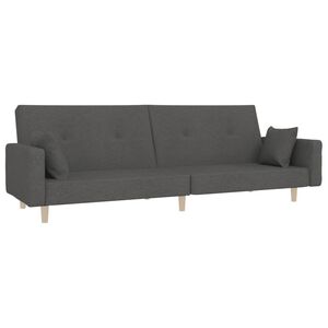 vidaXL Dvivietė sofa-lova su dvejomis pagalvėmis, pilka, audinys
