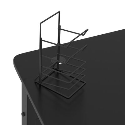 vidaXL Žaidimų stalas su K formos kojelėmis, juodas, 90x60x75cm