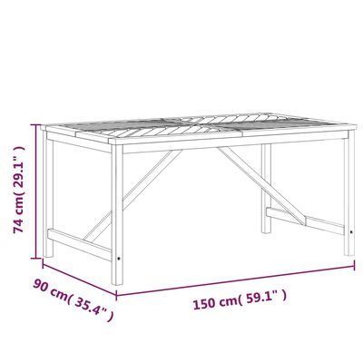 vidaXL Sodo valgomojo stalas, 150x90x74cm, akacijos medienos masyvas