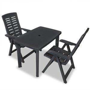 vidaXL Bistro baldų komplektas, 3d., antracito sp., plastikas