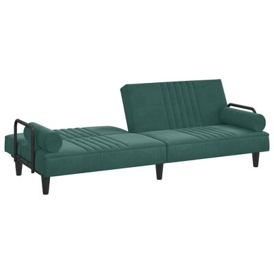 vidaXL Sofa-lova su porankiais, tamsiai žalios spalvos, aksomas