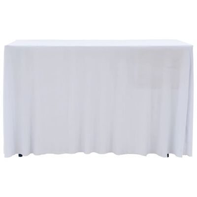 vidaXL Įtempiamos staltiesės su sijonais, 2 vnt., baltos, 243x76x74 cm