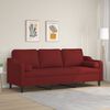 vidaXL Trivietė sofa su pagalvėmis, raudonojo vyno, 210cm, audinys