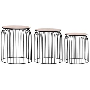 vidaXL Kavos staliukai, 3vnt., juodos spalvos