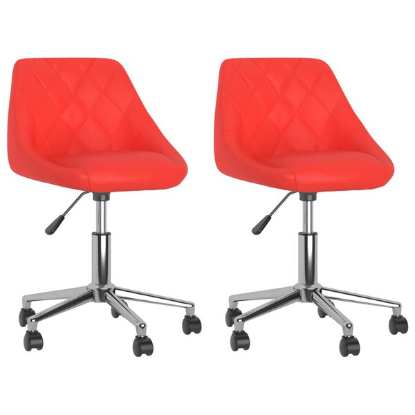 vidaXL Pasukamos valgomojo kėdės, 2vnt., raudonos, dirbtinė oda