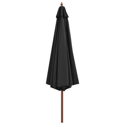 vidaXL Lauko skėtis su mediniu stulpu, antracito spalvos, 350 cm