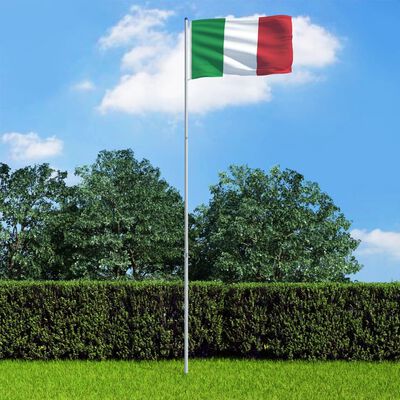 vidaXL Italijos vėliava su stiebu, aliuminis, 6m