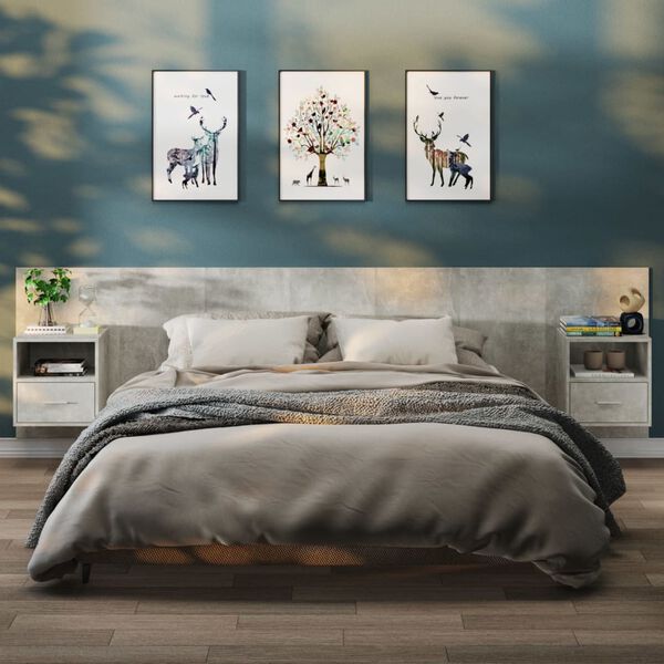 vidaXL Prie sienos montuojamos naktinės spintelės, 2vnt., pilkos