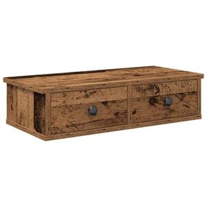 vidaXL Sieninė lentyna su stalčiais, medienos, 60x28x15cm