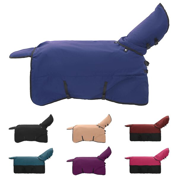 vidaXL Arklių antklodė Tamsiai žalia ir juoda 105 cm Poliesteris