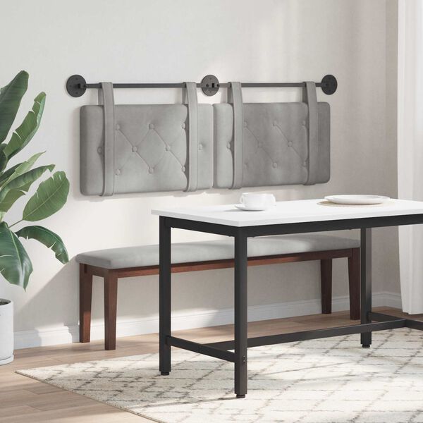 vidaXL Kabantysis galvūgalis &Scaron;viesiai pilka 130 x 55 x 5 cm Aksomas