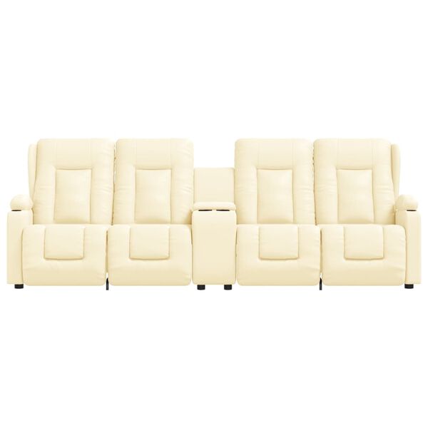 vidaXL Keturvietis masažinis krėslas, kreminis, dirbtinė oda