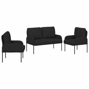 vidaXL Sofų komplektai su pagalve 3 pcs Juoda 115 x 56 x 80 cm fanera