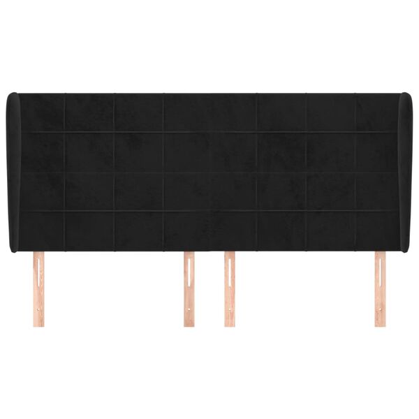 vidaXL Galvūgalis su auselėmis, juodas, 203x23x118/128cm, aksomas