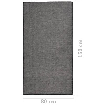 vidaXL Lauko kilimėlis, pilkos spalvos, 80x150cm, plokščio pynimo