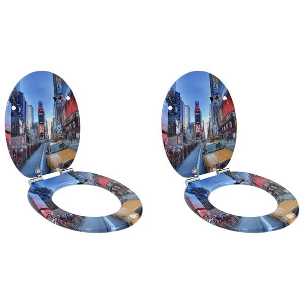 vidaXL Tualeto sėdynė 2 pcs Įvairiaspalvis 43,8 x 37,8 cm MDF plok&scaron;tė