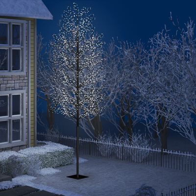 vidaXL Kalėdinis medis su LED lemputėmis, 500cm, su vyšnių žiedais