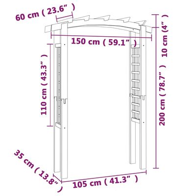 vidaXL Treliažas-arka, 150x60x210cm, mediena