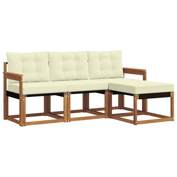 vidaXL Lauko sofos komplektas su pagalve 4 pcs Natūralus ir grietinėlė