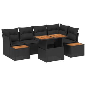 vidaXL Sodo Sofų Rinkinys su saugykla 10 pcs Juoda Poli ratanas