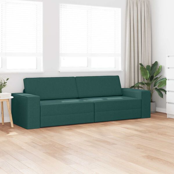vidaXL Sofa lova 200cm Tamsiai žalia audinys
