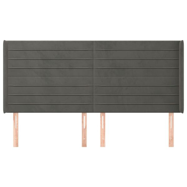 vidaXL Galvūgalis su auselėmis,tamsiai pilkos,183x16x118/128cm,aksomas