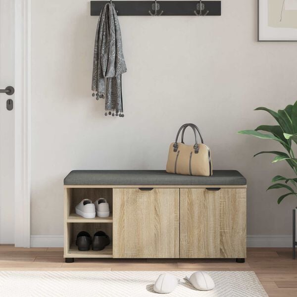 vidaXL Koridoriaus suolas su pagalve Sonoma ąžuolas 100 x 38 x 46 cm