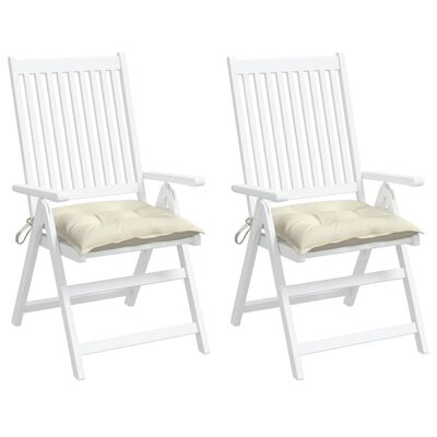 vidaXL Kėdės pagalvėlės, 2vnt., kreminės, 40x40x7cm, oksfordo audinys