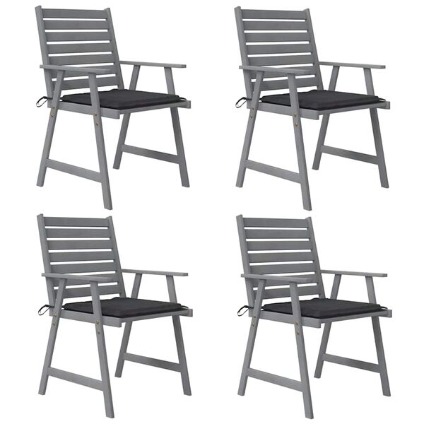 vidaXL Lauko valgomojo kėdės su pagalvėlėmis, 4vnt., akacijos masyvas