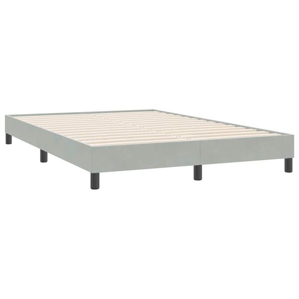 vidaXL Box Spring Lova be čiužinio &Scaron;viesiai pilka 140x220 cm aksomas
