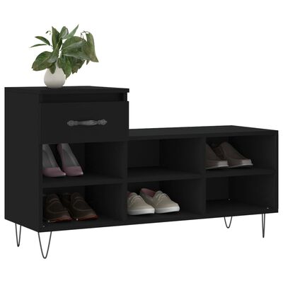 vidaXL Spintelė batams, juodos spalvos, 102x36x60cm, apdirbta mediena